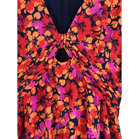 10 Crosby Derek Lam Talia Floral Dress Red and Orange Mini with Keyhole US 2 - Picture 6 of 15